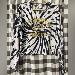 PINK Victoria's Secret Black and White Tie-Dye Long Sleeve Tee